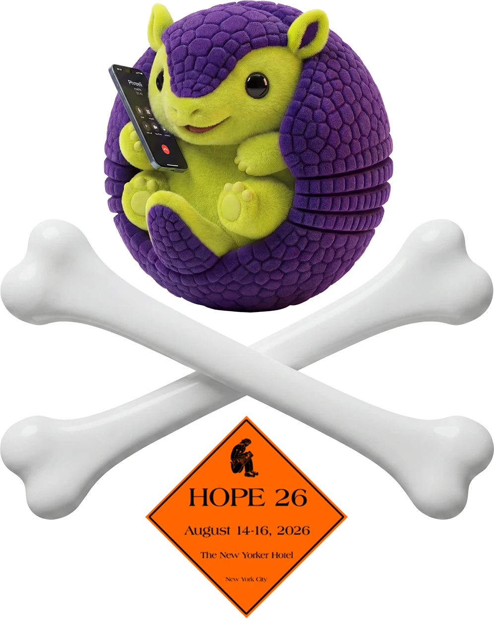 A. Dilla armadillo with crossbones — HOPE 26